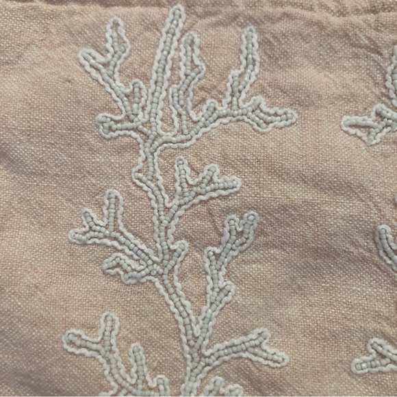 Serena and Lily Coral Peach Linen Embroidered Accent Pillow Cases set of 2 NWOT - Picture 7 of 8